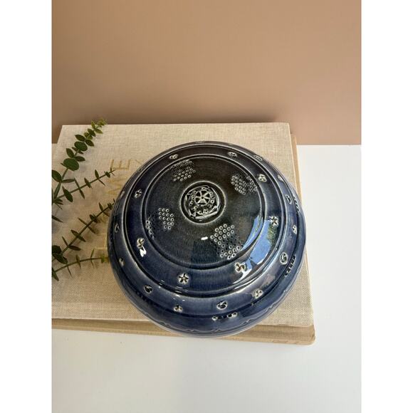 Handmade Studio Pottery Blue Decorative Orb | Modern Boho Shelf Accent | Artisan - Picture 6 of 9